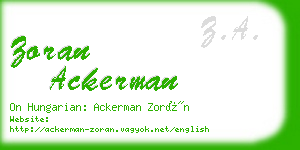 zoran ackerman business card